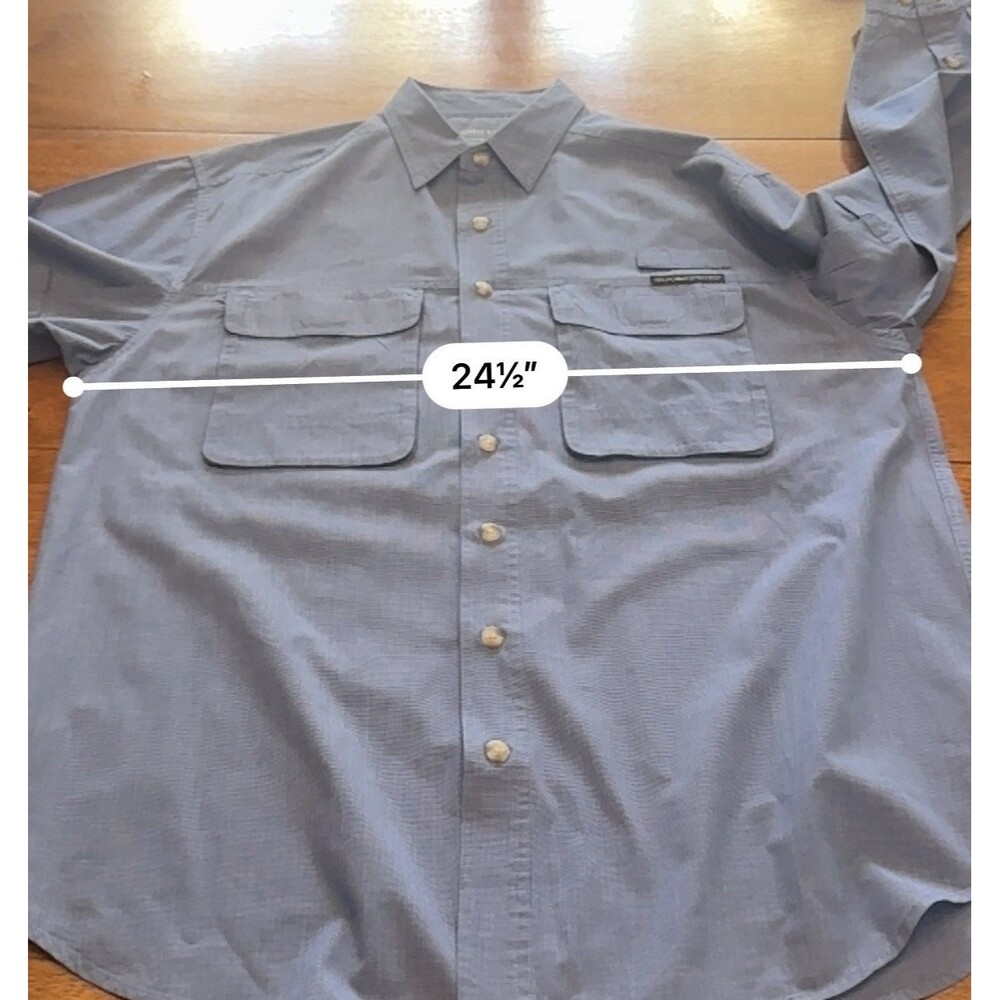 ExOfficio Insect Shield Fishing Hiking Shirt Men’s Large Blue Vented Travel - Picture 11 of 15
